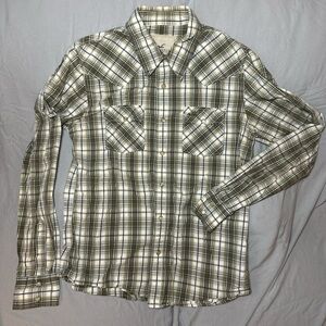 Hollister Olive and White Plaid Button Down Shirt
